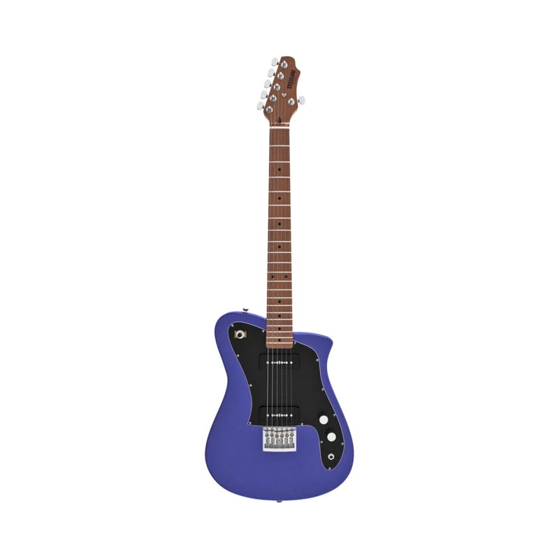Alpha Player metallic indigo front Schaller bridge catalog - Steelyjam aluminum guitar